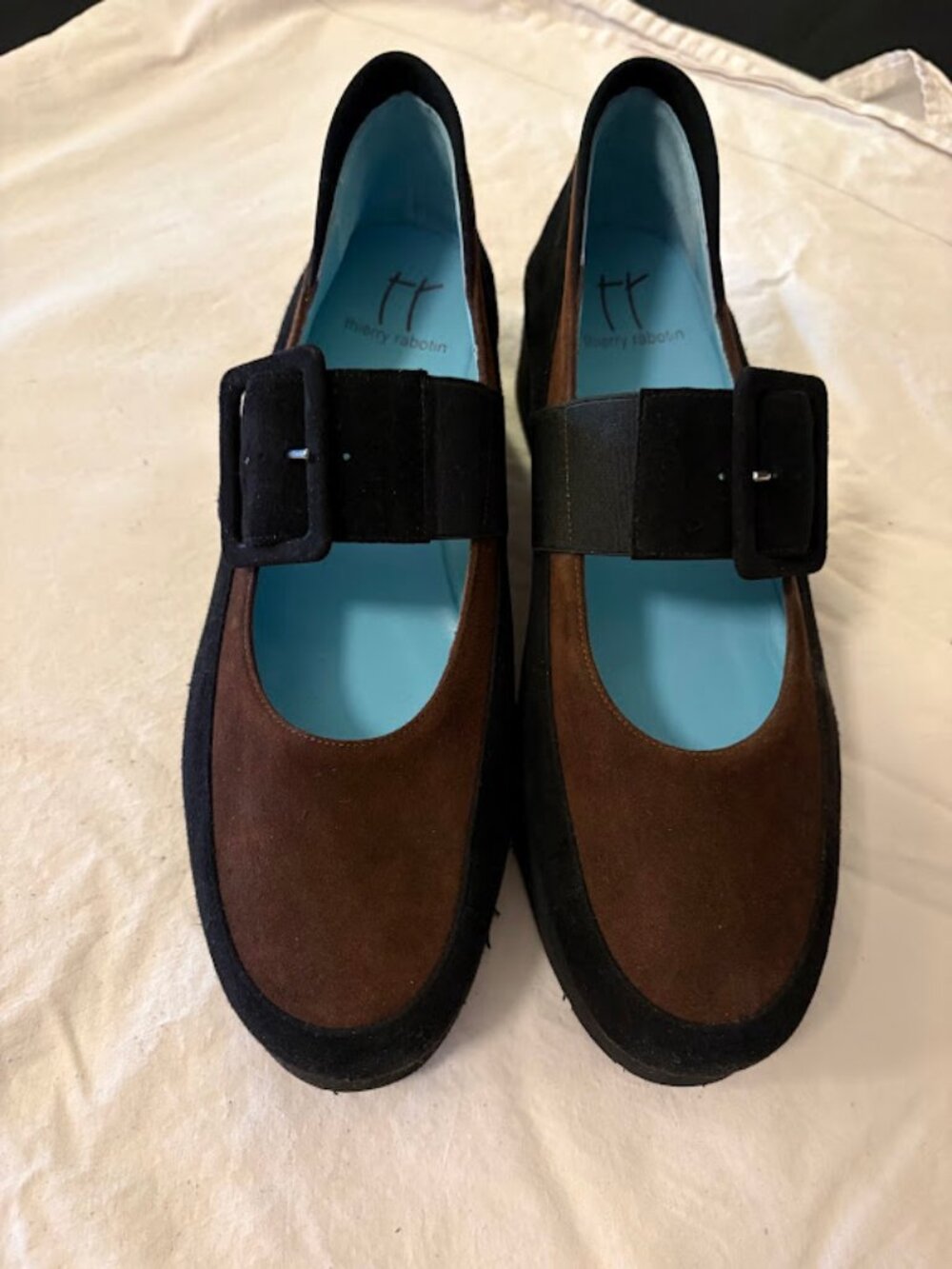 Thierry Rabotin two-tone black and chocolate brown suede shoes. European size 41